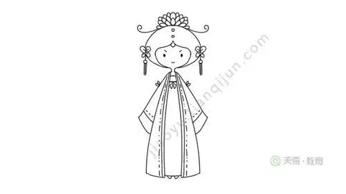 古装涂色简笔画