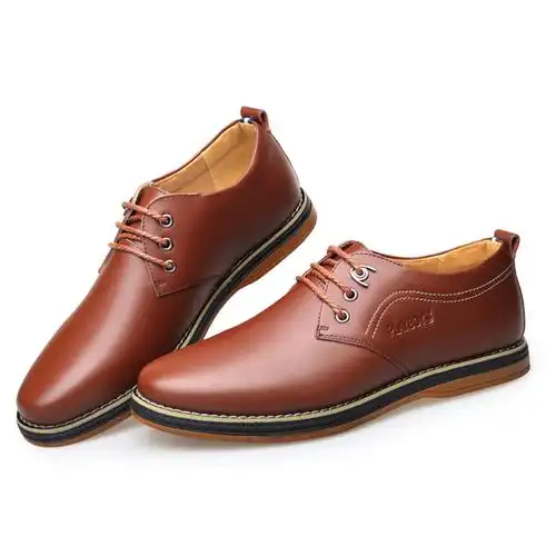 花花公子冬季新款男士商务皮鞋休闲皮鞋男士皮鞋真皮系带男鞋zs9338