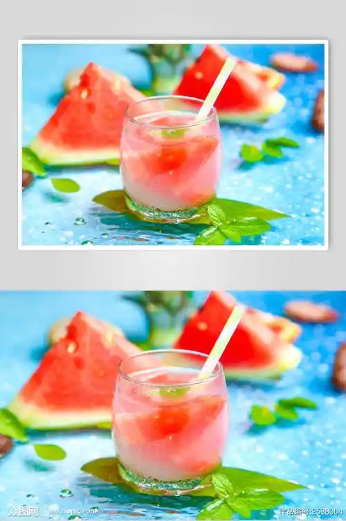西瓜汁奶茶食品摄影图片