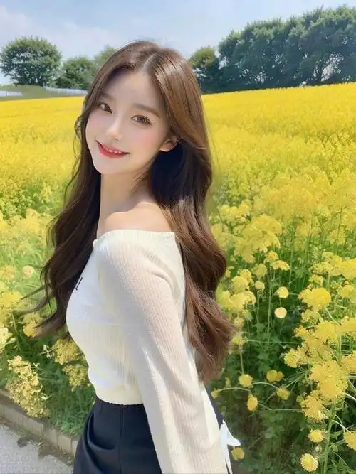 美女清新白衣少女蓝裙舞动春夏