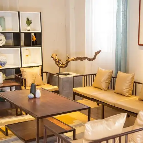 预售-中式古风茶室沙发茶几组合 复古小户型客厅接待沙发办公泡茶桌椅