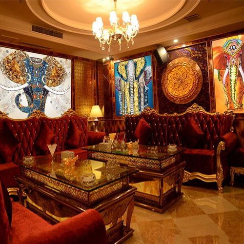 东南亚吧台背景墙布网红壁画欧式墙纸高档奢华壁布3d壁纸豪华大象