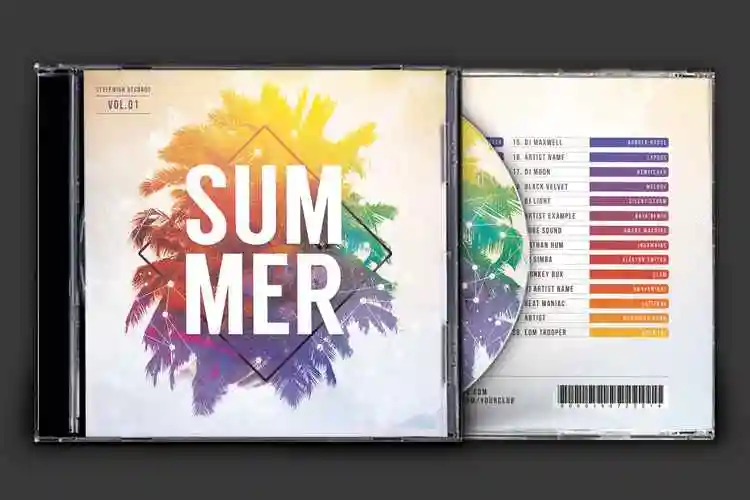 夏日色彩音乐cd封面设计模板summercdcoverartwork