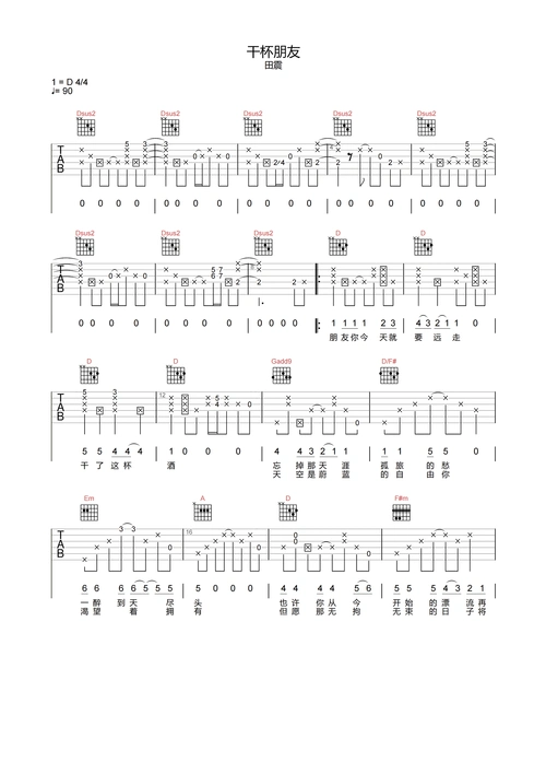 干杯朋友吉他谱