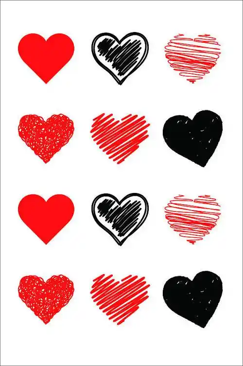 简约情人节可爱线描的心形矢量素材