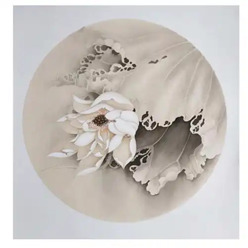 国画工笔打印底稿圆形团扇初学者临摹宣纸过稿国画