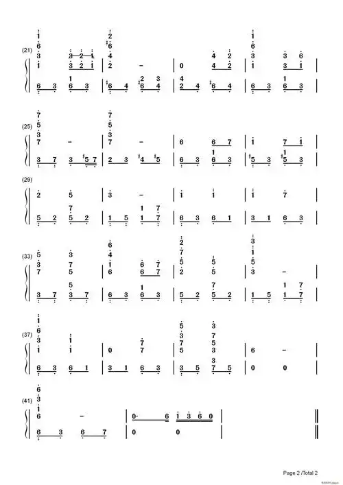 钢琴双手 《简爱》 歌谱简谱网