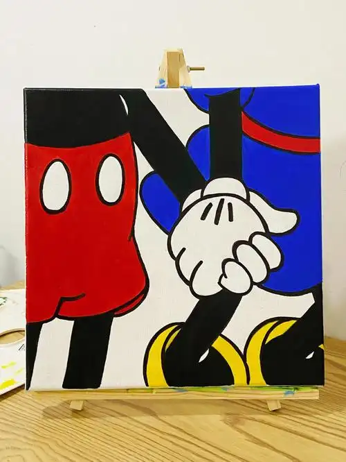 丙烯画米奇米妮的甜蜜日常附步骤