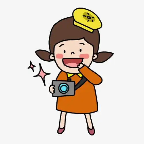 卡通照相的女孩免抠图