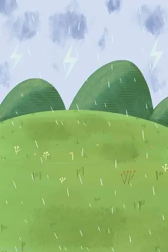 卡通绿色森林和蓝色天空免抠图