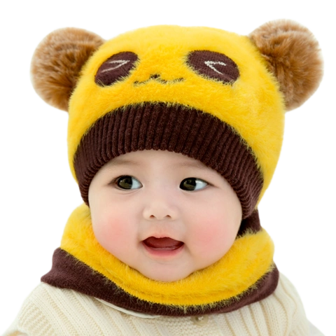 婴儿帽子秋冬季婴幼儿6-12月男女童毛绒帽0-1岁宝宝帽冬2可爱超萌