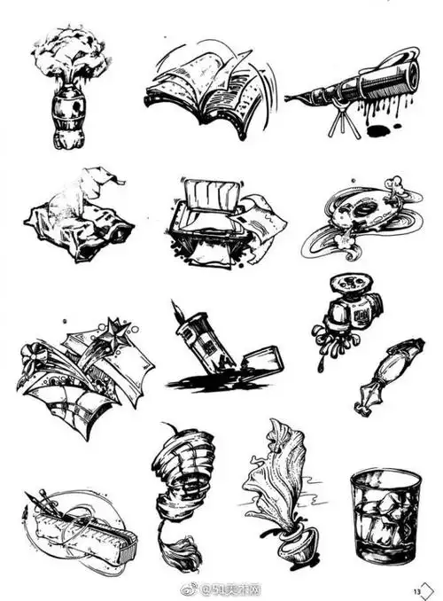 创意速写中常见的一些单体没事多画画考试才不虚
