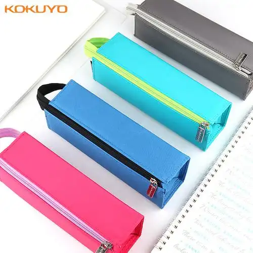 日本国誉kokuyo方形对开式大容量笔袋带提手学生文具铅笔笔盒优惠券