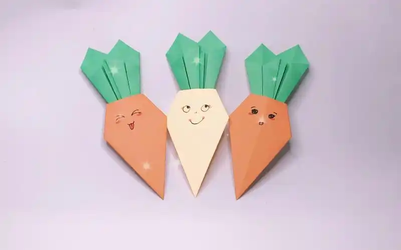超级简单的胡萝卜折纸教程,幼儿园小朋友都能学会哦!