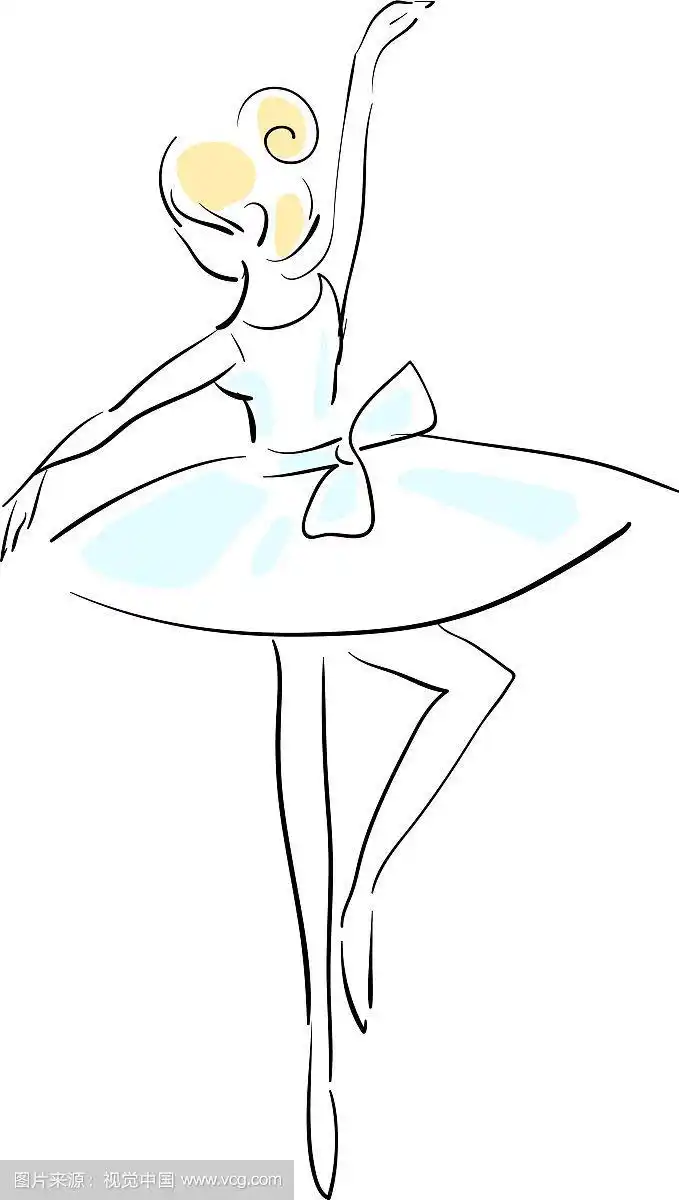 白色背景上的芭蕾舞者素描