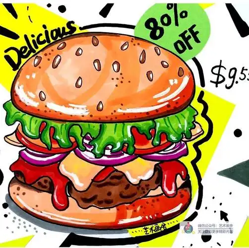 儿童绘画汉堡包(综合创意画?美味的汉堡包) - 龙腾网