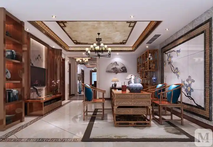 设计师以现代的装饰手法和家具,结合古典中式的装饰元素1800_1249