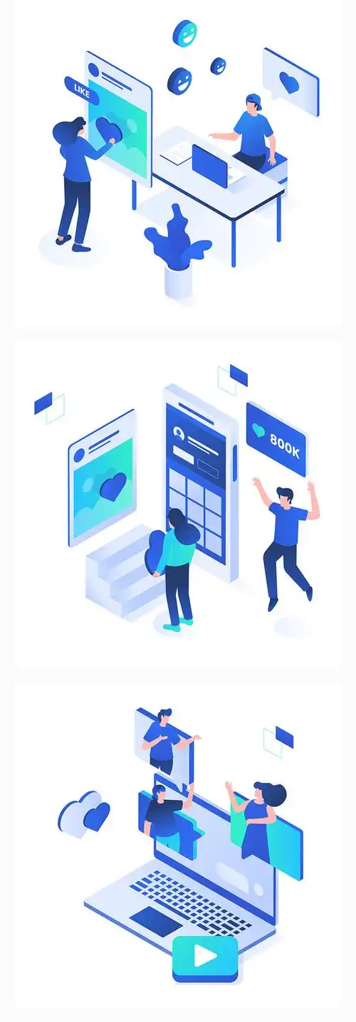 25d物联网智能家居编程技术医疗社交创意场景插画ai矢量素材淘宝网