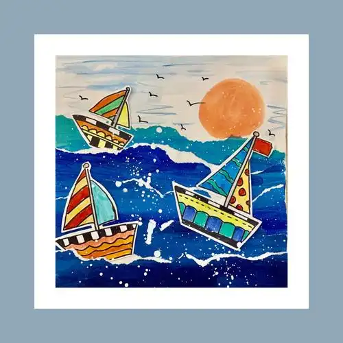 《勇敢的小帆船》——幼儿园创意美术儿童画