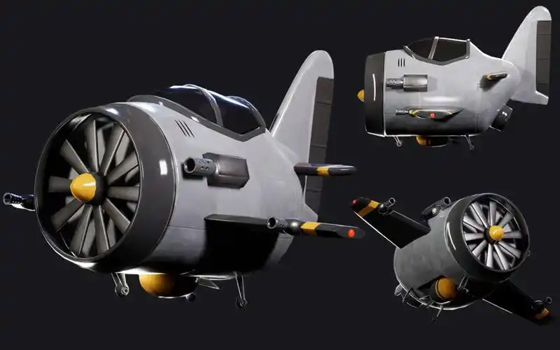 【maya建模】maya次世代卡通飞机全流程制作,三小时从模型到材质!