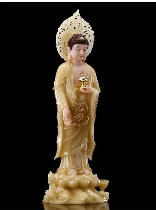 西方三圣佛像摆件汉白玉观世音佛像站像阿弥陀佛像大势至家用供奉
