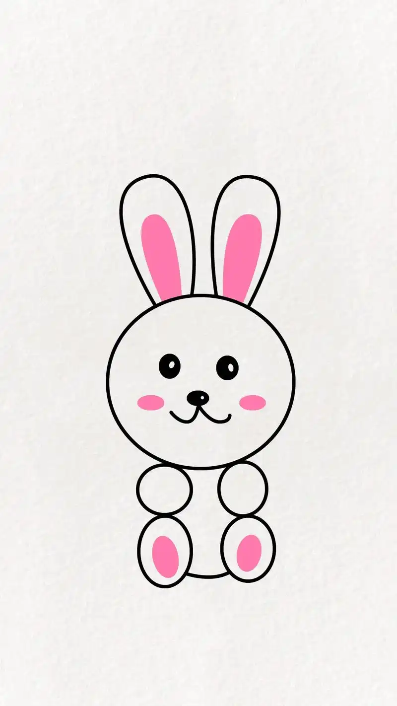 教你用一个圆画可爱的小兔子#简笔画 #零基础学画画 #儿童画 - 抖音