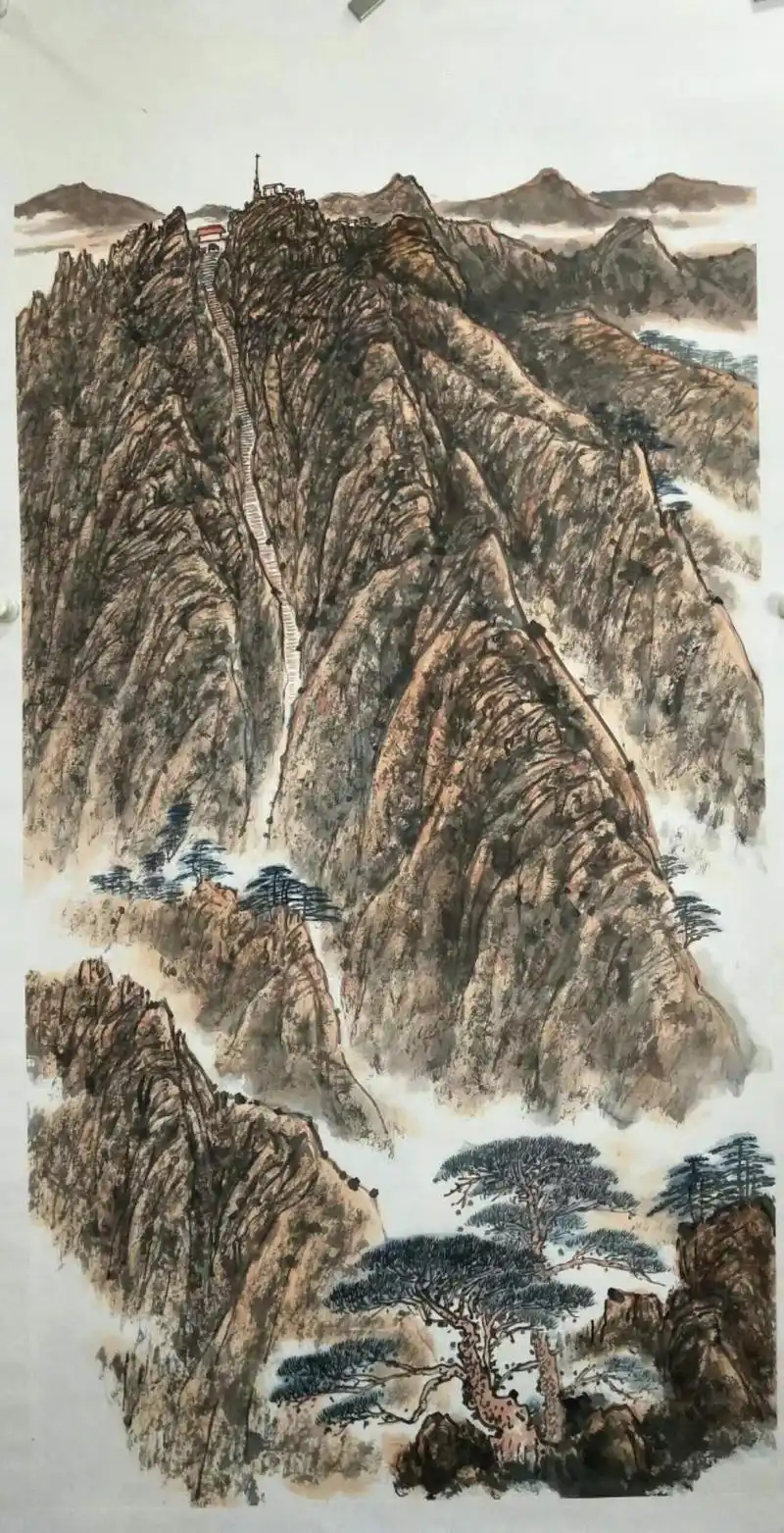 水墨山水刘越胜泰山雄姿作品赏析