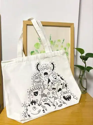 可爱哟简笔画怪兽绘画涂鸦可爱简笔画手绘帆布包instagramdiy涂鸦画个