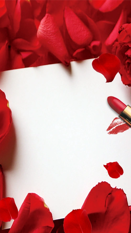 红色女妆美容活动背景