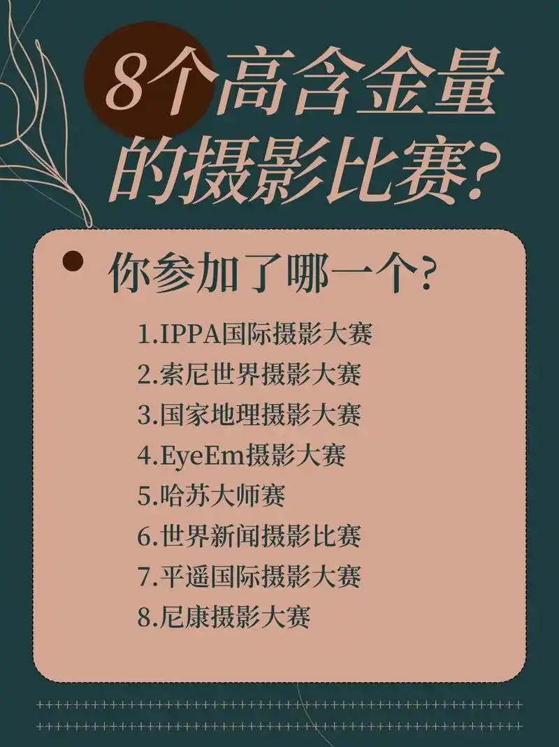 8个高含金量的摄影比赛,你参加了哪个71.