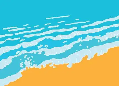 沙滩海浪图片-沙滩海浪素材-沙滩海浪插画-摄图新视界
