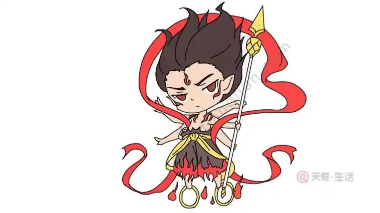 变身魔童哪吒简笔画 简笔画图片大全-普车都