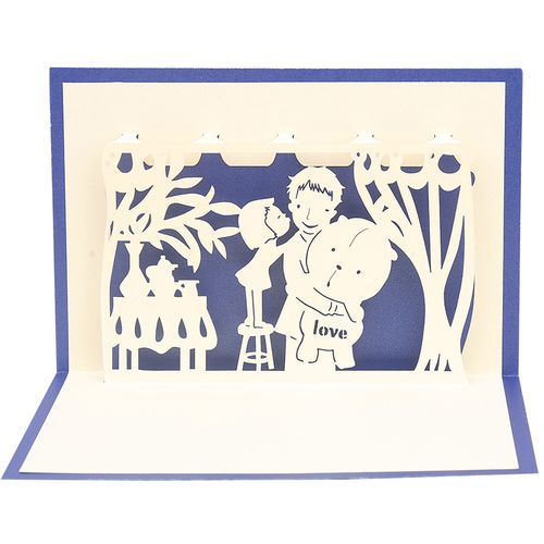 父亲节贺卡纸雕3d父爱立体贺卡节日祝福感谢卡片明信片定制送爸爸