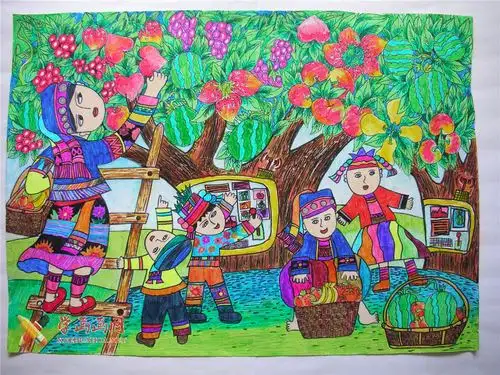 四年级小学生优秀科幻画《新型果园》赏析