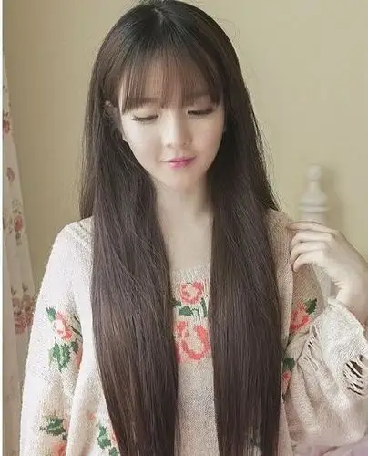 直发刘海发型图片