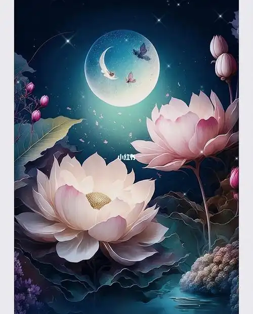ai绘画   #荷塘月色  #梦境  #画画