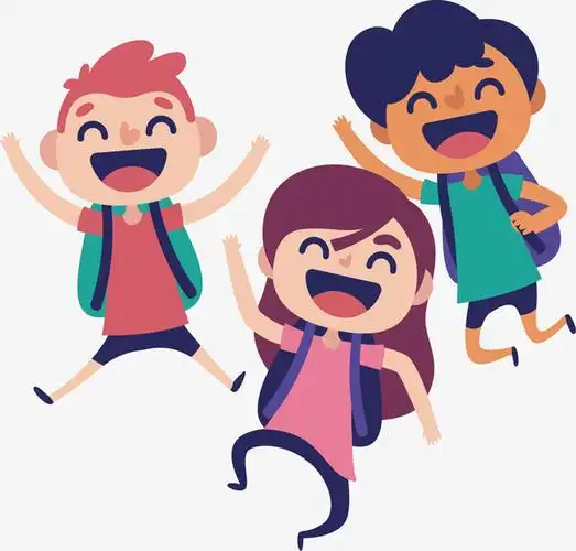 卡通开学欢呼的孩子
