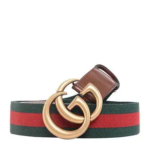 gucci/古驰 女士经典红绿条纹金色大logo板扣式腰带皮带 409416-h17wt