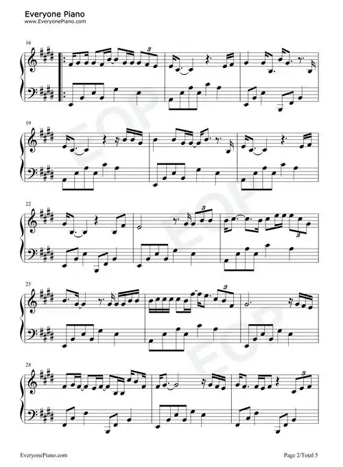 春风十里-原调简单版五线谱预览2-钢琴谱文件(五线谱,双手简谱,数字谱