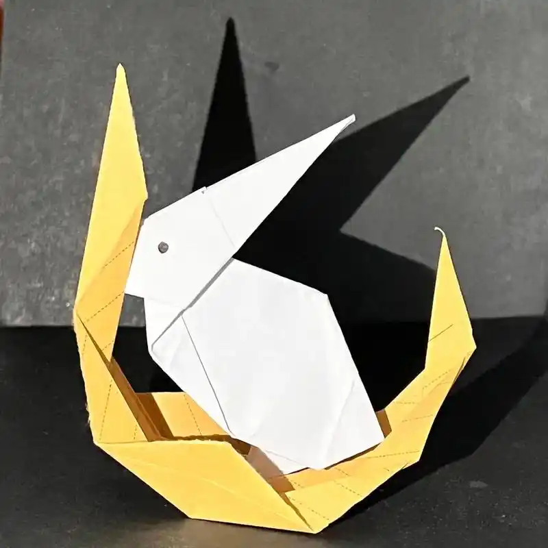 月亮兔子折纸 #做手工我是认真的 #中秋节创意手工 这里是 - 抖音