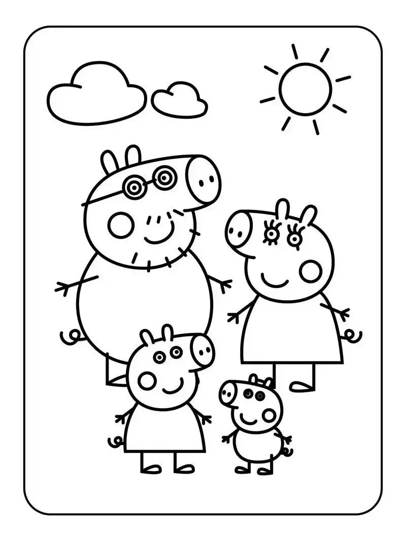 🔥小猪佩奇超萌涂色简笔画素材.用涂色的方式培养孩子的想象力 - 抖