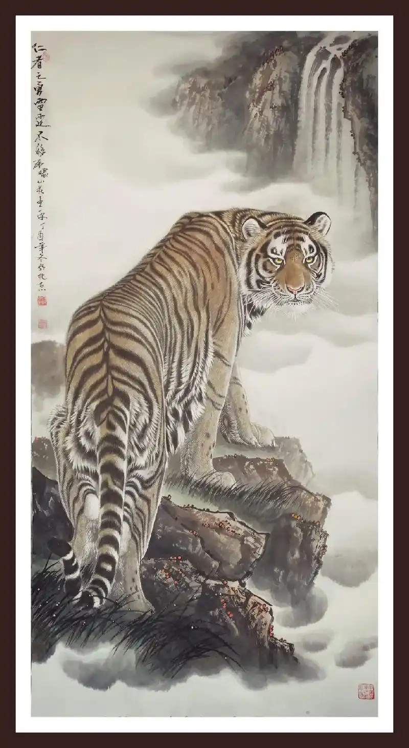 国画中的老虎,十足的王者气概!