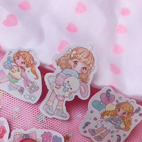 手帐贴纸卡通可爱女孩软萌女孩人物少女表情装饰贴纸手账周边贴纸