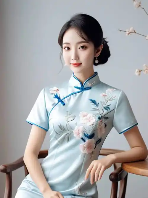青花绽放:新中式旗袍的优雅诗篇_时尚_庭院_韵味