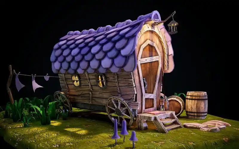 3dmax游戏建模:动漫卡通风格房屋模型完整制作3d场景建模教程(上)