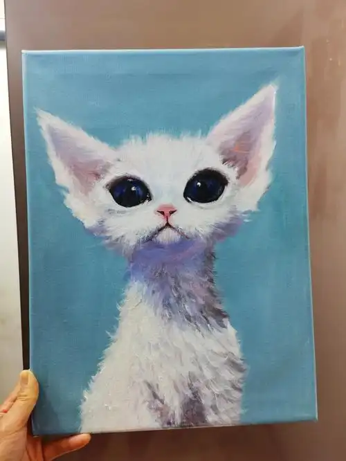 丙烯画德文卷猫步骤图