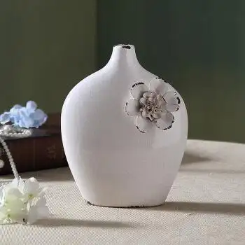 创意陶瓷花瓶摆件 手捏花陶瓷花瓶摆件工艺品 干花水培鲜花花插 c款