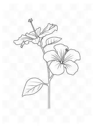 简约手绘矢量花朵花瓣芙蓉花素描 i>线 /i> i>稿 /i>元素