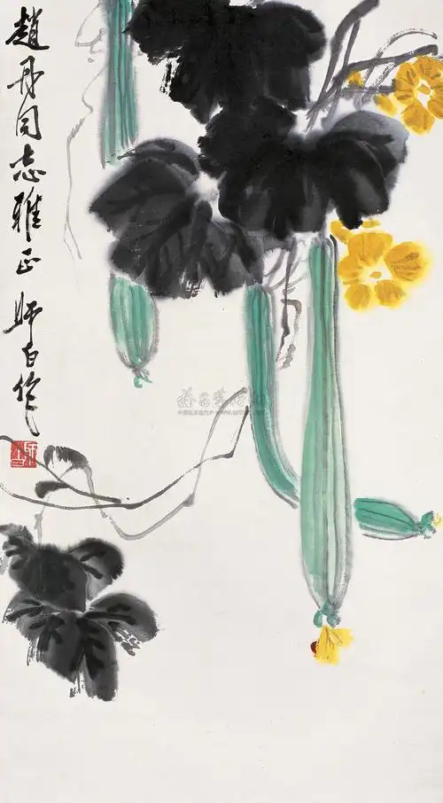 丝瓜国画作品 丝瓜国画作品题款