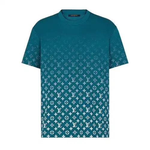 louis vuitton/路易威登 2021年新款 男士蓝色棉质会标渐变lvse t恤1